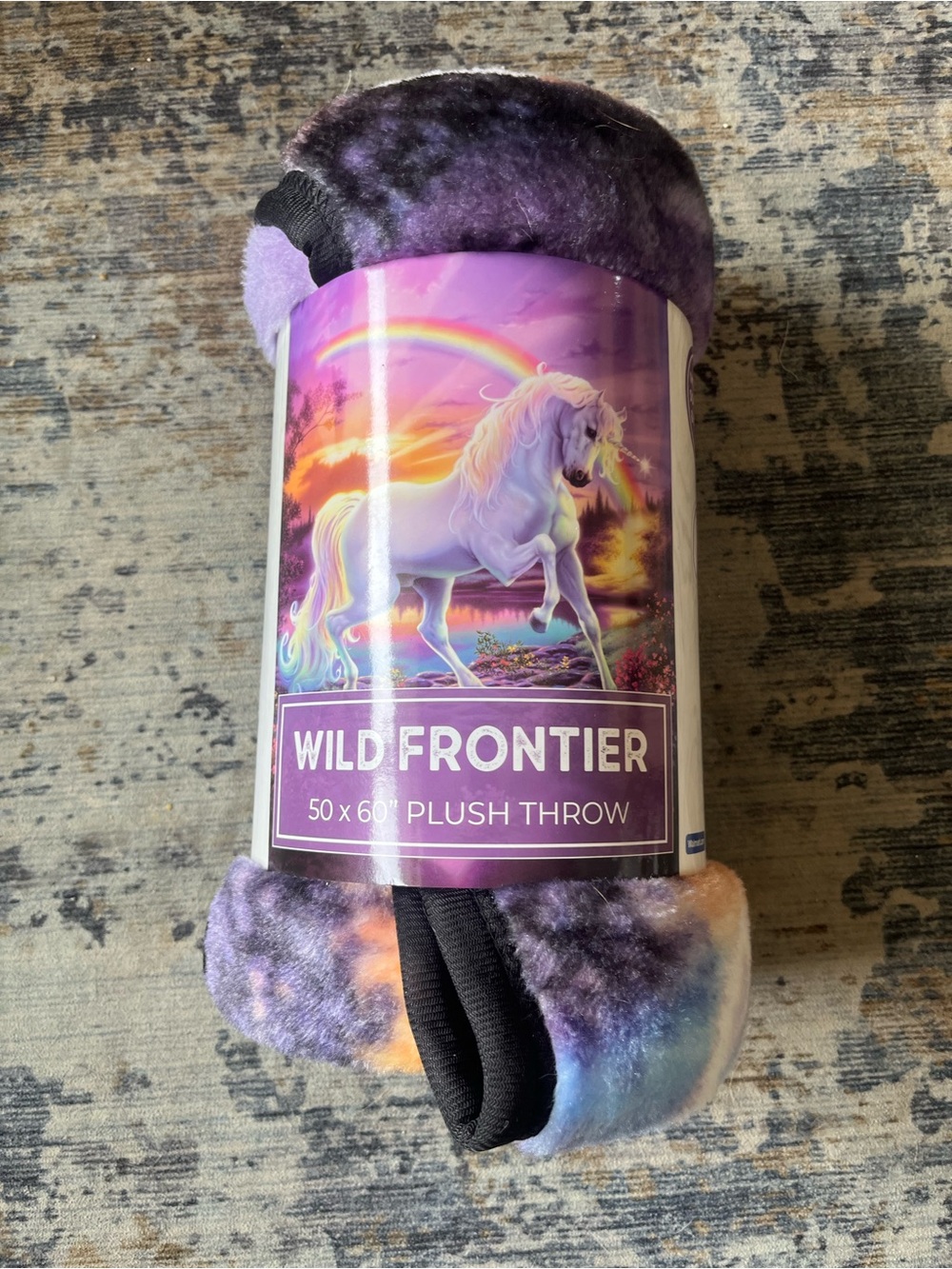 Wild Frontier Plush Throw - Purple Unicorn Design